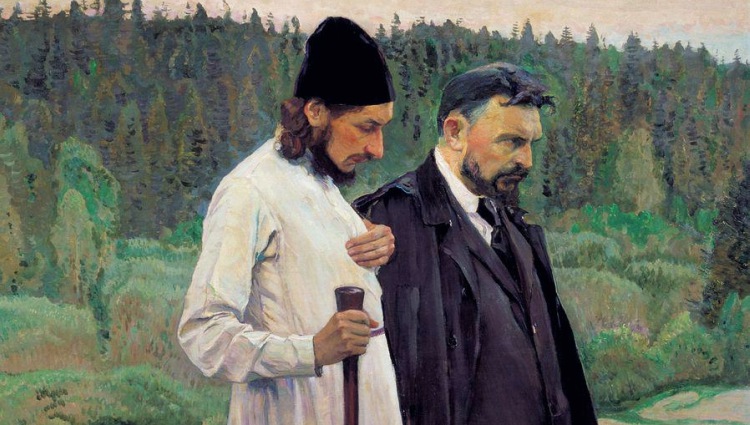 Фрагмент знаменитой картины Михаила Нестерова «Философы» (1917). Слева — П.А. Флоренский, справа — С.Н. Булгаков.