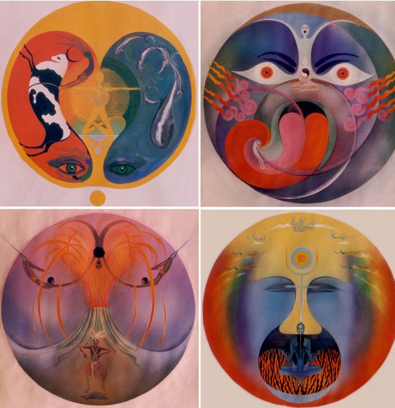 Мандалы, нарисованные в 1980-е во время длившихся в течение месяца интенсивов в Институте Эсален, во время которых проводились сеансы холотропного дыхания под руководством д-ра Станислава Грофа.